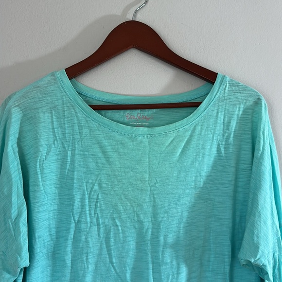 Lilly Pulitzer, 100% Pima Cotton Women's Aqua Long Sleeve Top size M - Picture 2 of 7